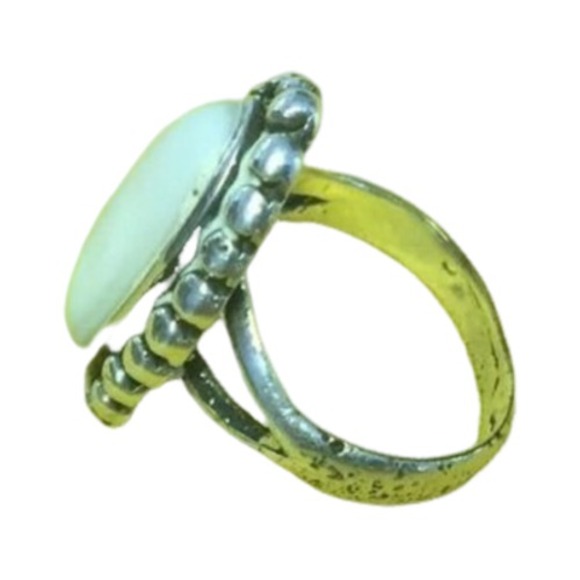 Antique Mother Of Pearl Oval Ring Sterling Silver Navajo Native Size 7.25 - Picture 15 of 16